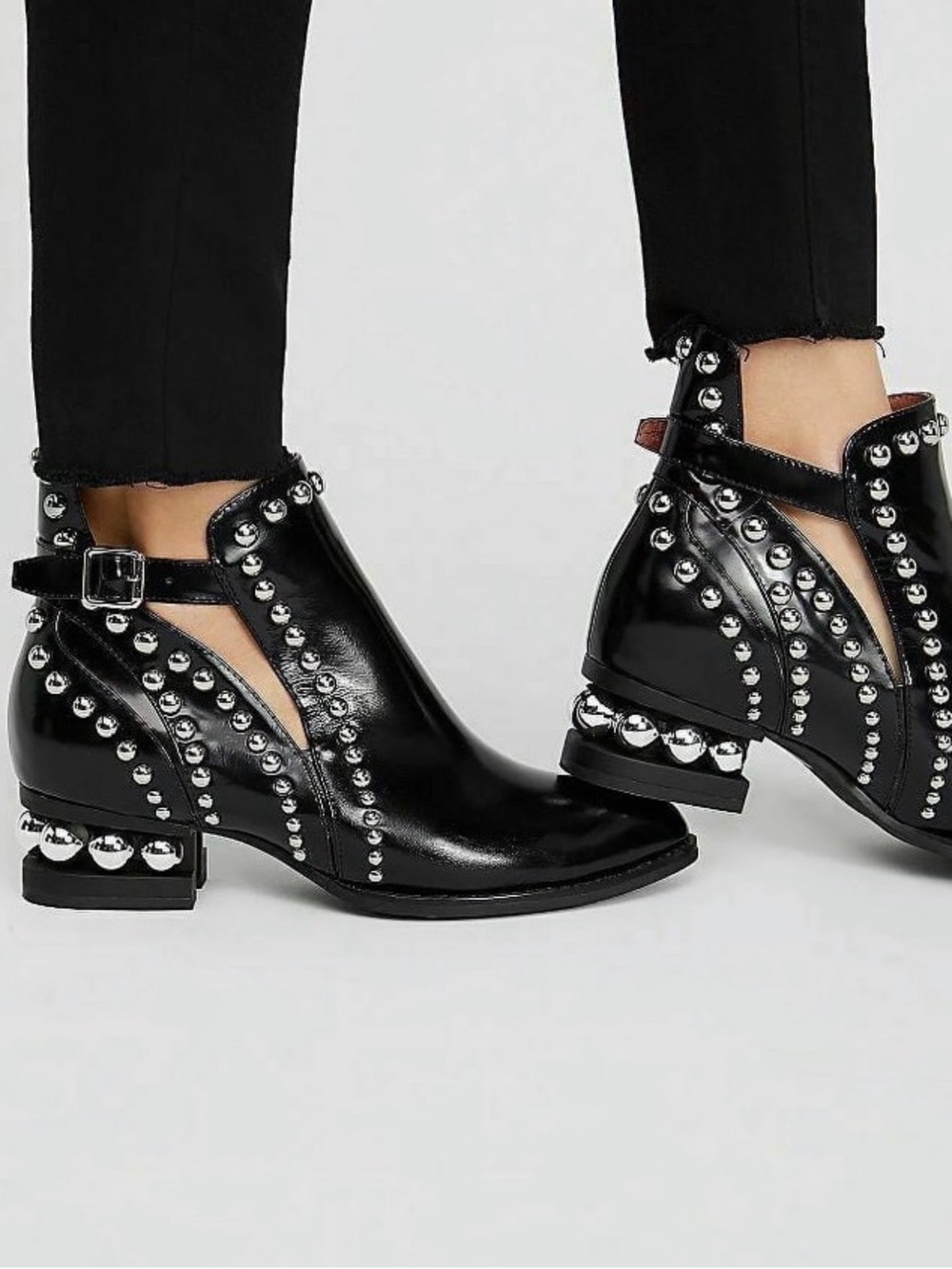 {Jeffrey Campbell} Rylance Silver Studded Leather Ankle Boots